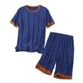 thumbnail image 2 of Mqqzkk 2 Piece Loungewear Set For Mens Color Block Pajamas Set Short Sleeve Set Outfits Sweatsuit Summer Soft Sleepwear, 2 of 9