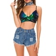 thumbnail image 2 of UHYARE Womens High Waist Ripped Hole Short Jeans Washed Distressed Sexy Denim Shorts(Blue,S), 2 of 8