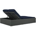 thumbnail image 3 of Lounge Chair Chaise, Blue Navy, Rattan, Wicker, Outdoor Patio Balcony Cafe Bistro Garden Hospitality Restaurant, Modern Contemporary HB32798, 3 of 4
