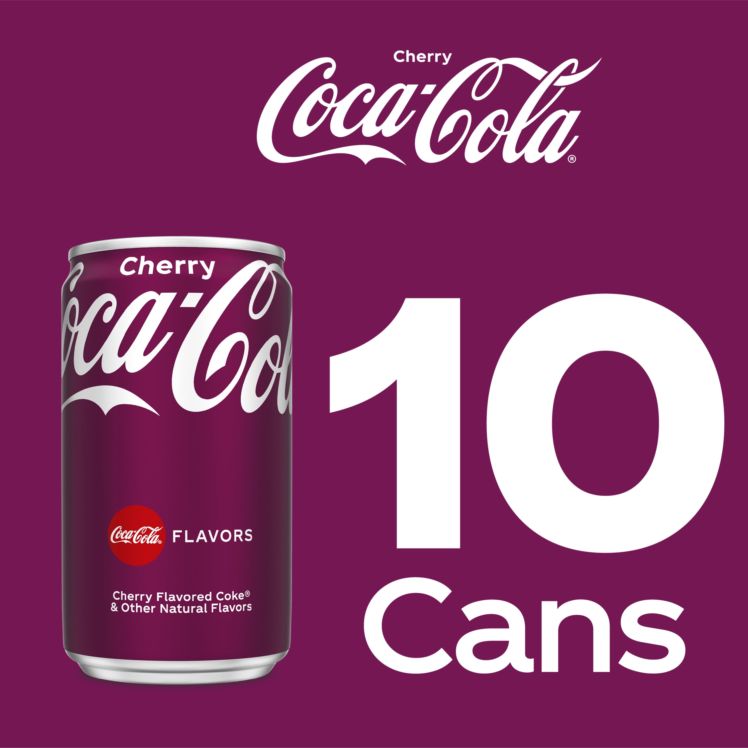 Coca-Cola Cherry Mini Soda Pop Soft Drink, 7.5 fl oz, 10 Pack Cans 
