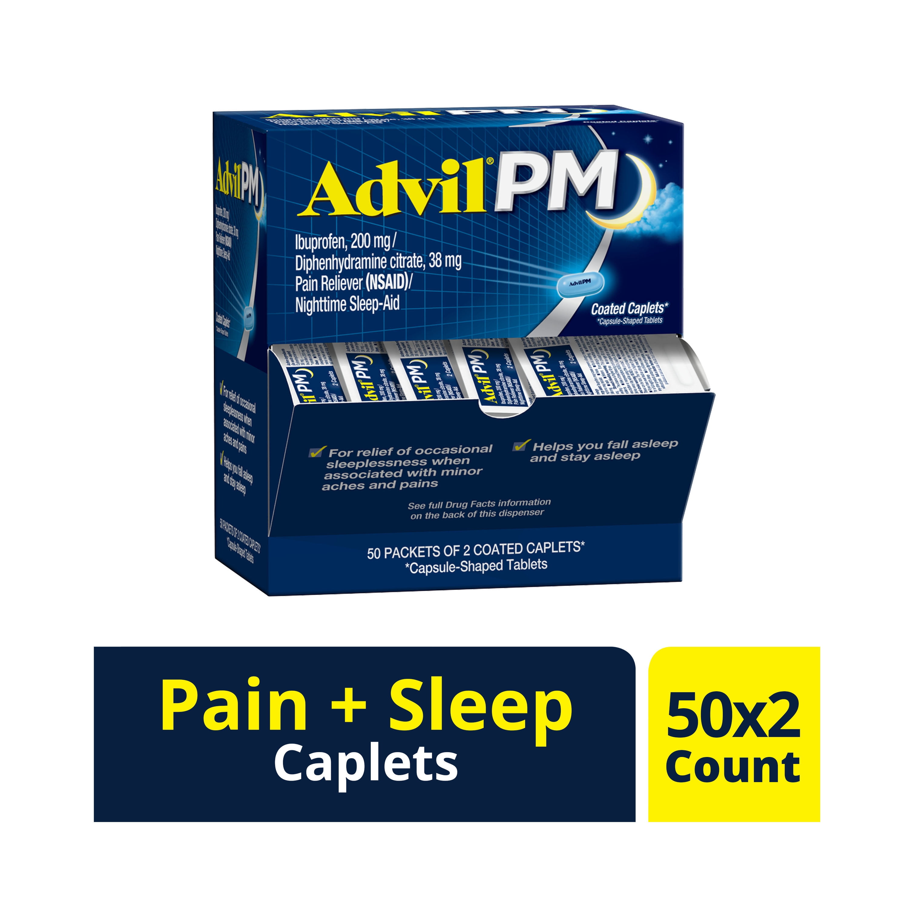 Advil PM Pain Reliever and sleep aid 200mg Ibuprofen Temporary Pain
