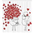 thumbnail image 3 of Ambesonne Valentine Shower Curtain, Lover Goats Hearts, 69"Wx70"L, Red White, 3 of 3