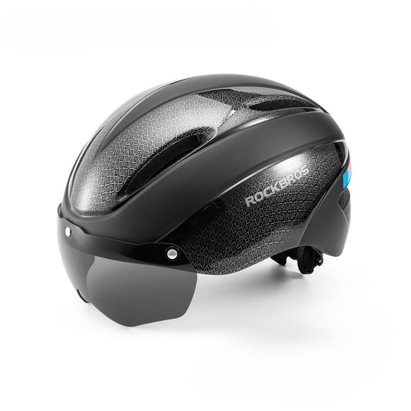 ROCKBROS Cycling Helmet Adult Cycling Helmet With Anti glare Goggles Removable Goggles & Sun Visor for MTB Mountain Bike & Road Bike