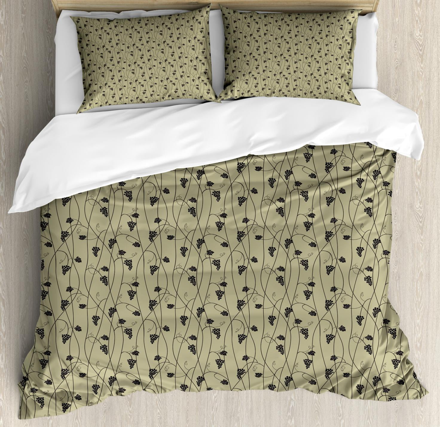 Vine Duvet Cover Set King Size Rustic Vineyard Ilration With Vine Duvet Cover Set King Size Rustic Vineyard Ilration With Monochrome Bunch Of Gs On Tender Stems Decorative 3 Piece Bedding 2