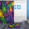 thumbnail image 2 of Coolnut Mardi Gras Colored Feathers Bath Curtain Rugs Sets 2 Pcs, Bathroom Theme Set with Shower Curtain and Non-Slip Carpet -12 Hooks-60X72in558 Home Decor, 2 of 7