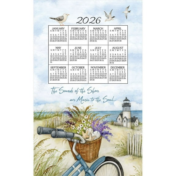 Kay Dee Designs, Seashore 2026 Calendar Towel, 17.5'' X 27.5'', 12-Month Calendar with No Binding