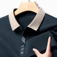 thumbnail image 4 of FINALGANG Mens Contrast Collar Long Sleeve Polo Shirt With Button Placket Slim Fit Soft Breathable For Fathers Day Gift Daily Wear Everyday Activities Trendy Top, 4 of 5