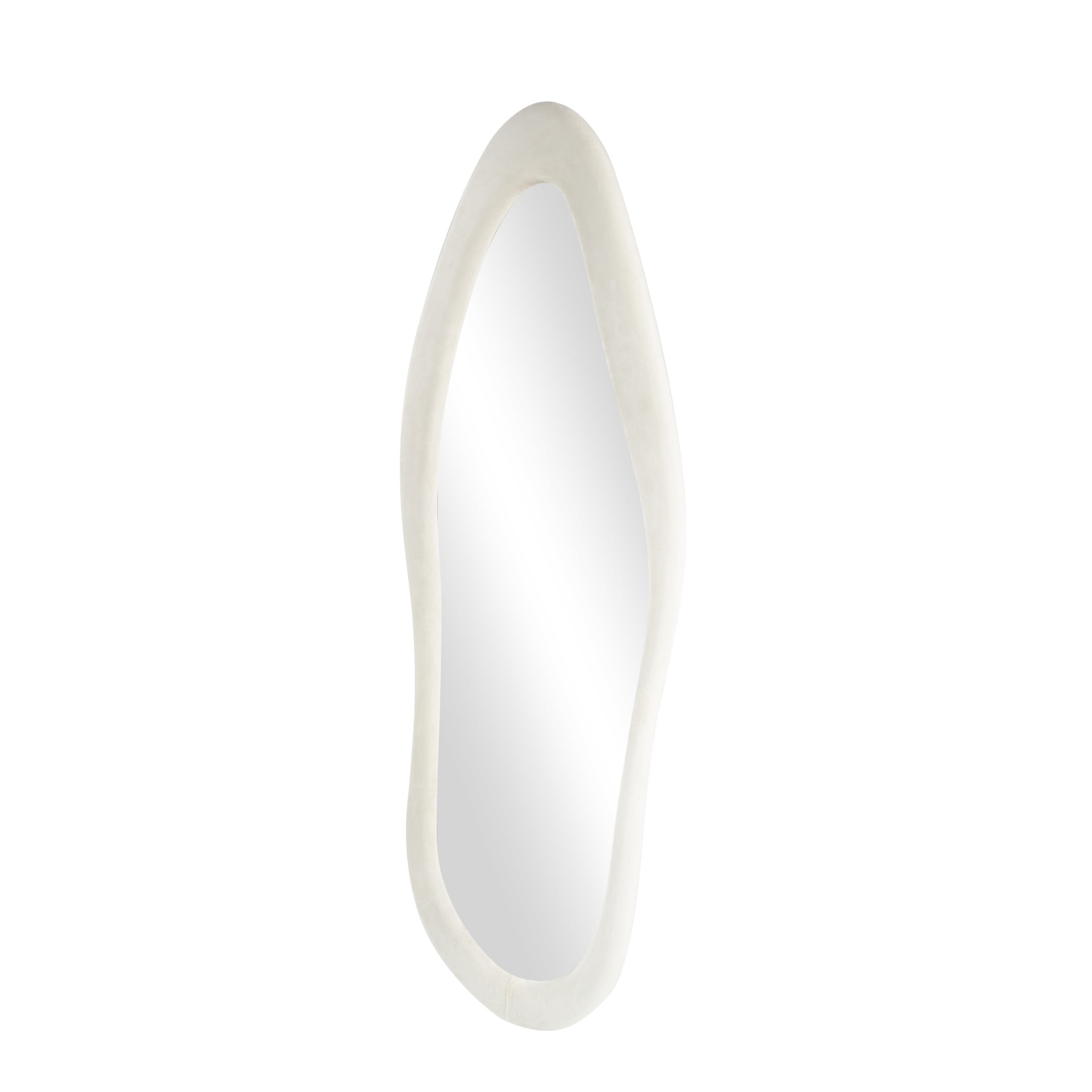DecMode 26" x 65" White Wavy Abstract Wall Mirror