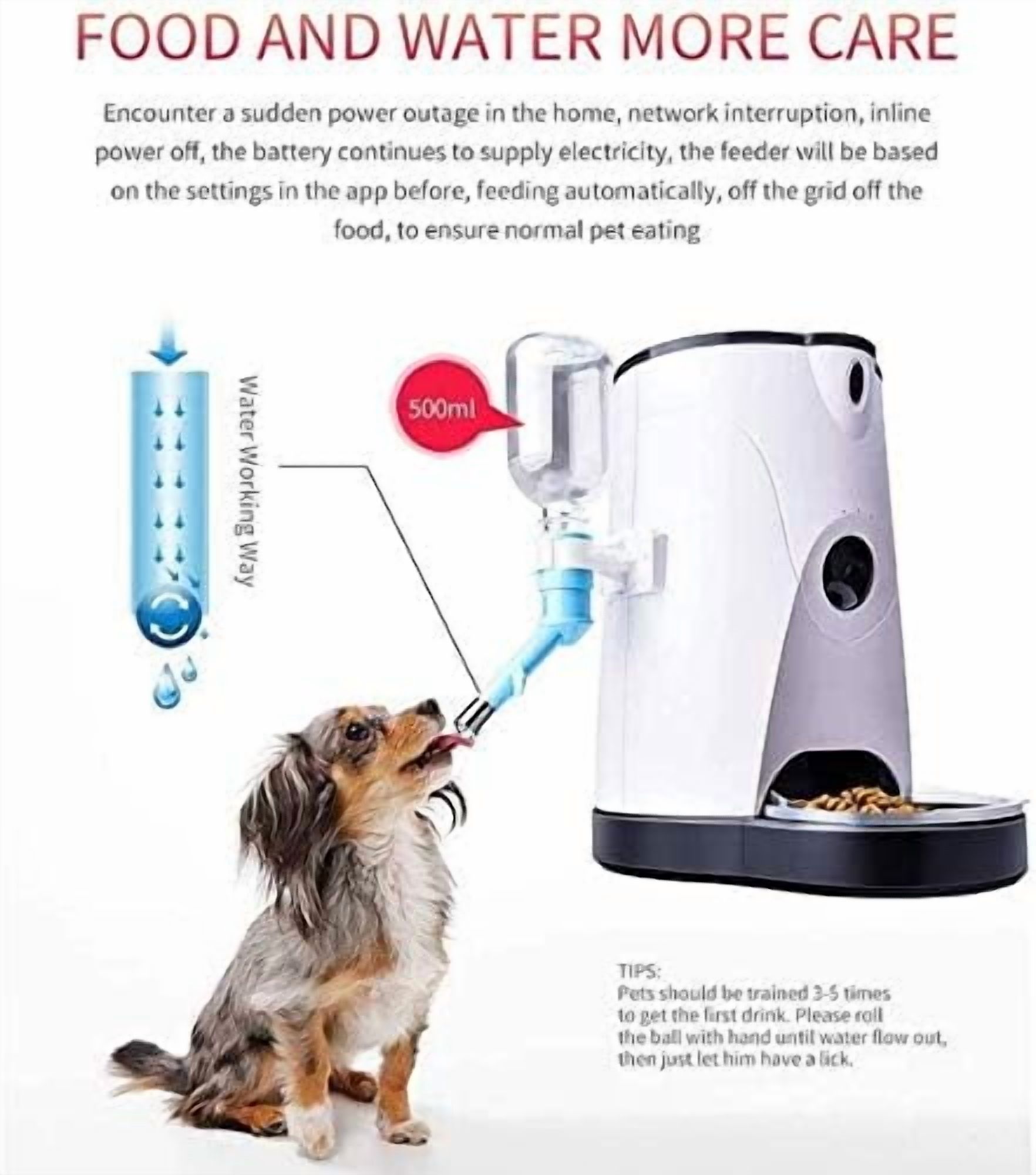 RKXQT 4L Automatic Pet Feeder Food/Water Dispenser for Cat Dog with Voice Interaction Intelligent Monitoring Automatic Pet Feeding Machine Cat Puppy Dog Timed Feeding Device Pet Cat Supplies