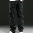 thumbnail image 6 of Outdoor Cargo Pants for Men Plus Size Black Workout Pants Casual Elastic Waist Straight Leg Trousers with Pockets, 6 of 6