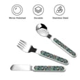 thumbnail image 3 of Salouo Dinosaur Plays Soccer Pattern 3 Pieces Toddler Utensils, Kids Silverware Set Stainless Steel Utensils for Kids Children Safe Spoons Forks & Knife Dishwasher Safe, 3 of 8