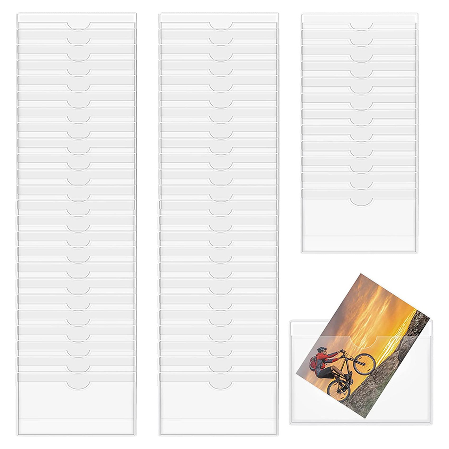 300 Pack 3.5 x 4.7 Inches Self-Adhesive Label Holder Card Pockets Label Holder Clear Plastic Library Card Holder