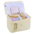 thumbnail image 2 of Neceser de maquillaje Coquette de doble capa con compartimentos de algodón floral para mujeres y niñas, 2 of 8