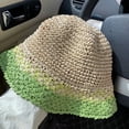 thumbnail image 4 of Sombrero de paja con circunferencia de la cabeza de 56-58cm, protector solar de verano para mujer, sombrero de pescador, sombrero transpirable a juego de color, 4 of 5