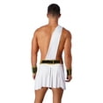 thumbnail image 2 of iEFiEL Mens Halloween Ancient Greek Gladiator Role Play Costume One Shoulder Skirt Cuffs Suit White-A M, 2 of 7
