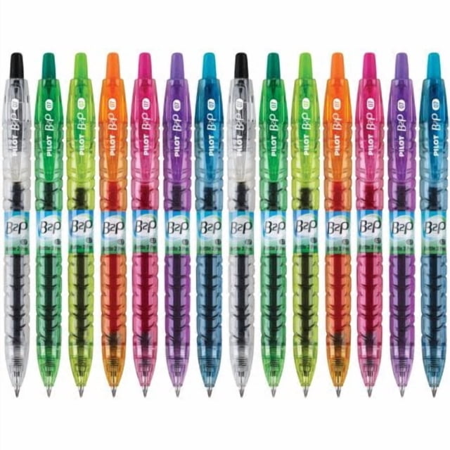 PILOT Couleurs B2P - Stylo Gel à Bille Roulante Bouteille à Stylo Rechargeable et Rétractable Fabriqué à Partir de Bouteilles Recyclées Pointe Fine Couleurs Assorties Encres G2 Lot de 14 (15355)