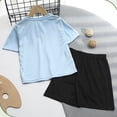 thumbnail image 4 of Bysome Boys Outfit Set Letter Print Short Sleeve Crew Neck Shirts With Shorts Outfit Casual Boys Set Size 2-3 Years Light Blue, 4 of 4
