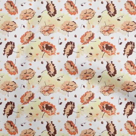 oneOone Cotton Silk Light Peach Fabric Florals Sewing Fabric By The Yard Printed Diy Clothing Sewing Supplies 42 Inch Wide
