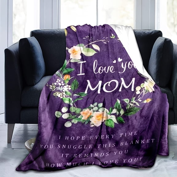 1pc Gift Blanket I Love You Mom Warm And Cozy Soft Comfortable Flannel Blanket Throw Blanket For Car Sofa Couch Bed Office Camping