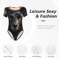 thumbnail image 6 of Rateoe Colorful Floral Black Dog Printed Women Rash Guard Short Sleeve,Tummy control Swimsuit Surfing Swimsuit Bathing Suit Short-sleeved Onesie UPF 50+, 6 of 6