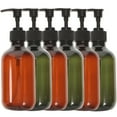 thumbnail image 3 of Quentinu 6Pcs 300ml Lotion Bottle Shampoo Container Gel Bottle Hand Sanitizer Bottle Portable Pump Bottle Empty Storage Container (Green Light Brown for Each 3Pcs), 3 of 6