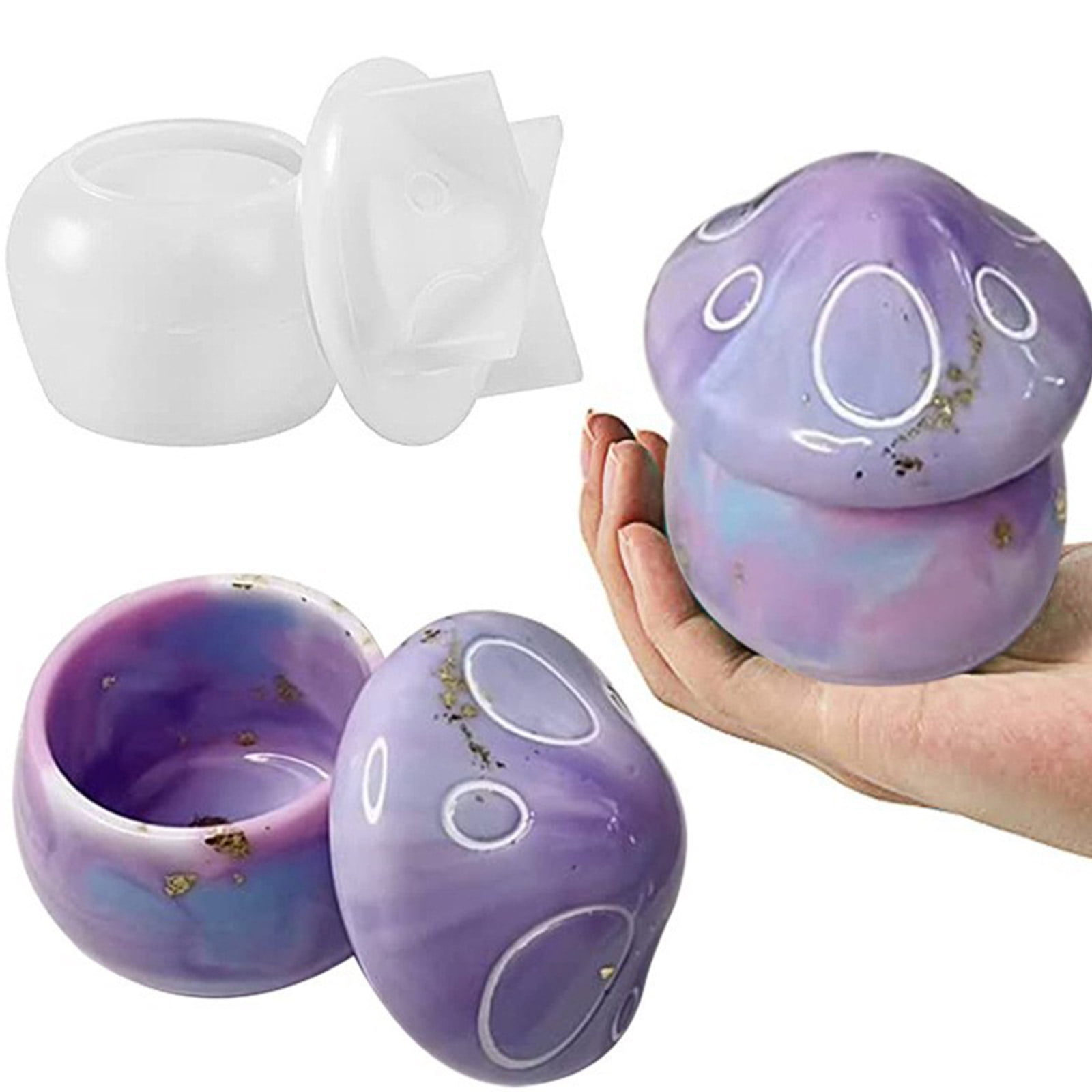 Mushroom Jars Silicone Molds for Epoxy Resin Casting,Resin Jar Mold with Lid for Jewelry Storage Box,Candy Container