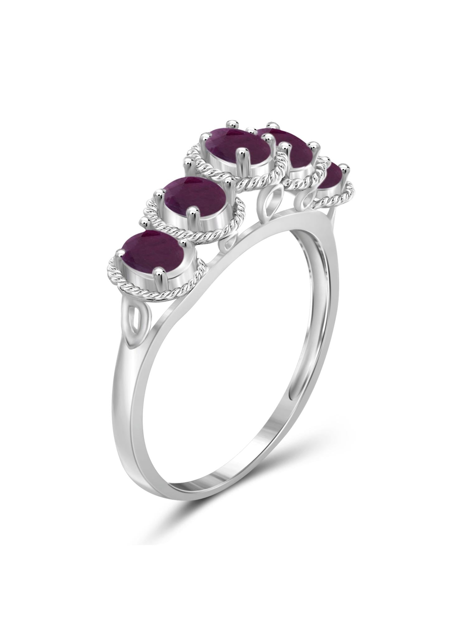 JewelersClub Ruby Ring Birthstone Jewelry – 1.00 Carat Ruby 0.925 Sterling Silver Ring Jewelry – Gemstone Rings with Hypoallergenic 0.925 Sterling Silver Band