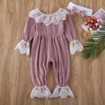 thumbnail image 2 of Bébé bébé Filles Manches Longues Dentelle Romper et Arc Bandeau Ensemble Mode Romper Tenues, 2 of 4