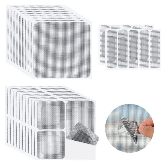 30pcs Window Screen Repair Kit, EEEkit 4 Sizes Screen Mesh Patches for Windows and Doors, Gray