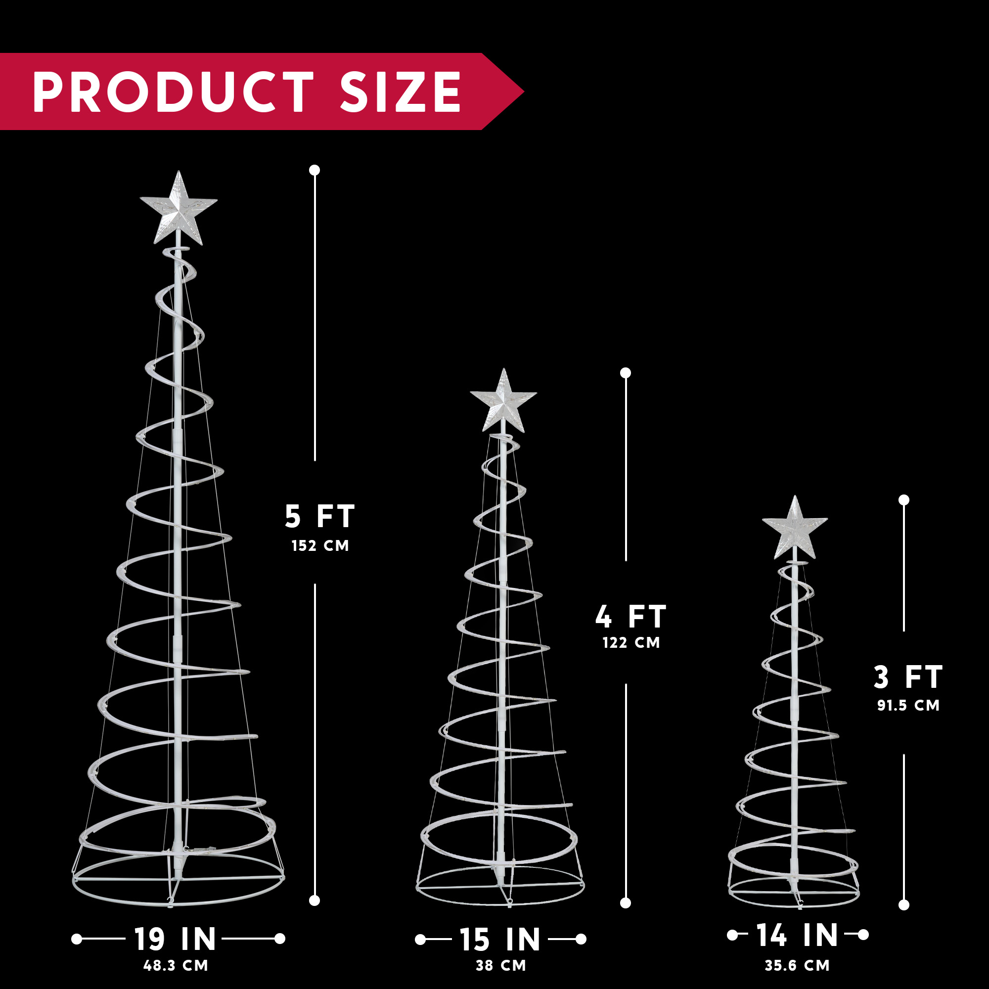 Joyfy 3-Pack Spiral Tree Christmas Lights With 218 LEDs photo 4