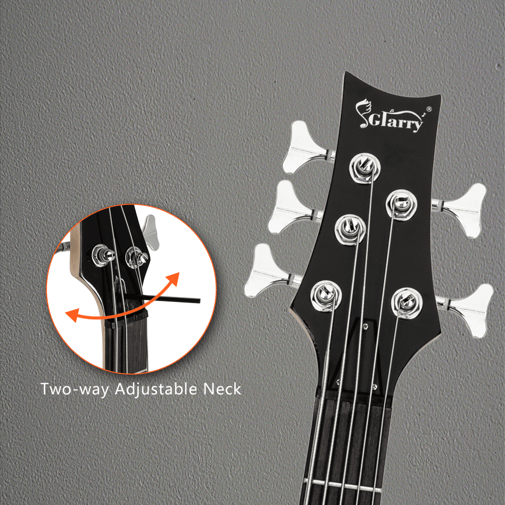 Tcbosik 5 String Full Size Electric Bass Guitar with Bag, Strap, Plectrum, Amp Wire and Wrench Tool for Beginners, Earth Brown