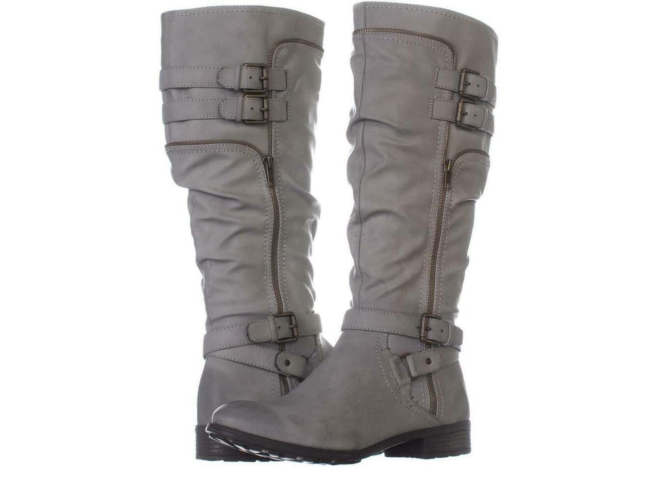 white knee high combat boots