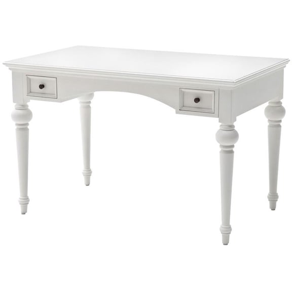 Beaumont Lane Modern Solid Wood Home Office Writing Desk with Drawers in Pure White
