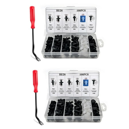 

200Pc Plastic Rivets Fastener Bumper Push Clips W / Removal Tool for