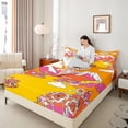 thumbnail image 4 of Homewish Abstract Flower Mushroom Full Size Sheets 4-Piece for Kids Children Teens,Chic Floral Blossoms Breathable Bed Sheets,Vintage Aesthetic Lightweight Sheet Sets,Lightweight Room Decor, 4 of 7