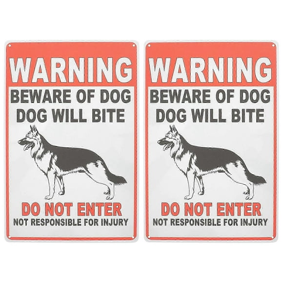 2Pcs Beware of Dog Sign Metal Beware Dog Sign Warning Sign Garden Yard Dog Warning Sign