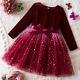 thumbnail image 2 of KaLI_Store Toddler Princess Dress Long Sleeve Fall Christmas Party Dress Z10-Red,Size 3 T, 2 of 7