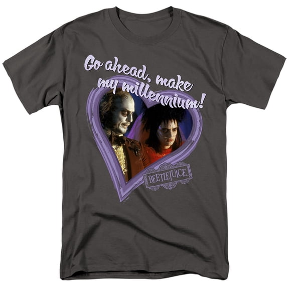 Beetlejuice Valentine Make My Millennium Unisex Adult T Shirt, Charcoal, 2X-Large