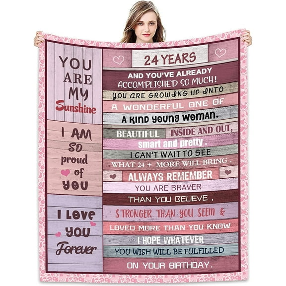 XZYG 24th Birthday Gifts For Her Blanket 24th Birthday Decorations Turning 24 Gifts For Women 24th Birthday Gift Ideas 24 Bday Decorations Best Gifts For 24 Year Old Women Blankets(30*40inch)