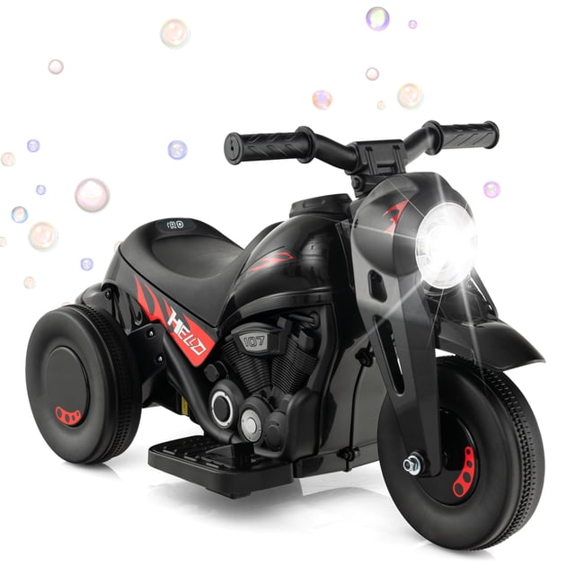 Costway 6V Kids Bubble Car Electric Ride on Motorcycle with Music Button & LED Headlight Black