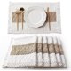 thumbnail image 1 of Juego de 6 manteles individuales bohemios, decoración de mesa de macramé y manteles individuales estilo rústico de arpillera de algodón natural., 1 of 5