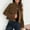*Brown, variant on ClodeEU Women's Cropped Jackets,Long Sleeve Stand Collar Button-Up Coat with Pockets,Classic Trendy Casual Jackets Brown,Womens Plus L