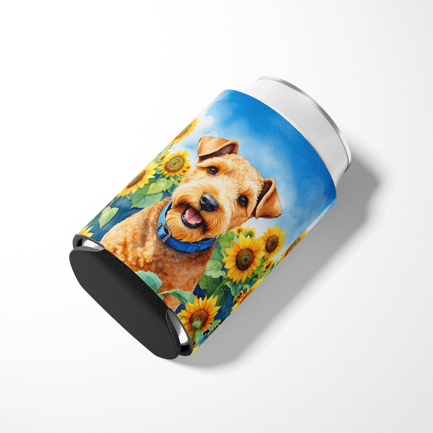 Lakeland Terrier in Sunflowers Can or Bottle Hugger 3 in x 5 in