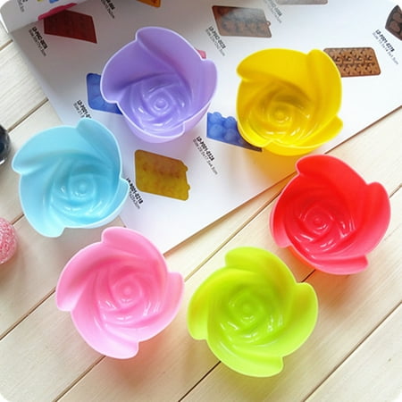 Rose Design Baking Mini Muffin Cups Reusable Safe Silicone Cupcake Molds Nonstick (Best Way To Transport Mini Cupcakes)