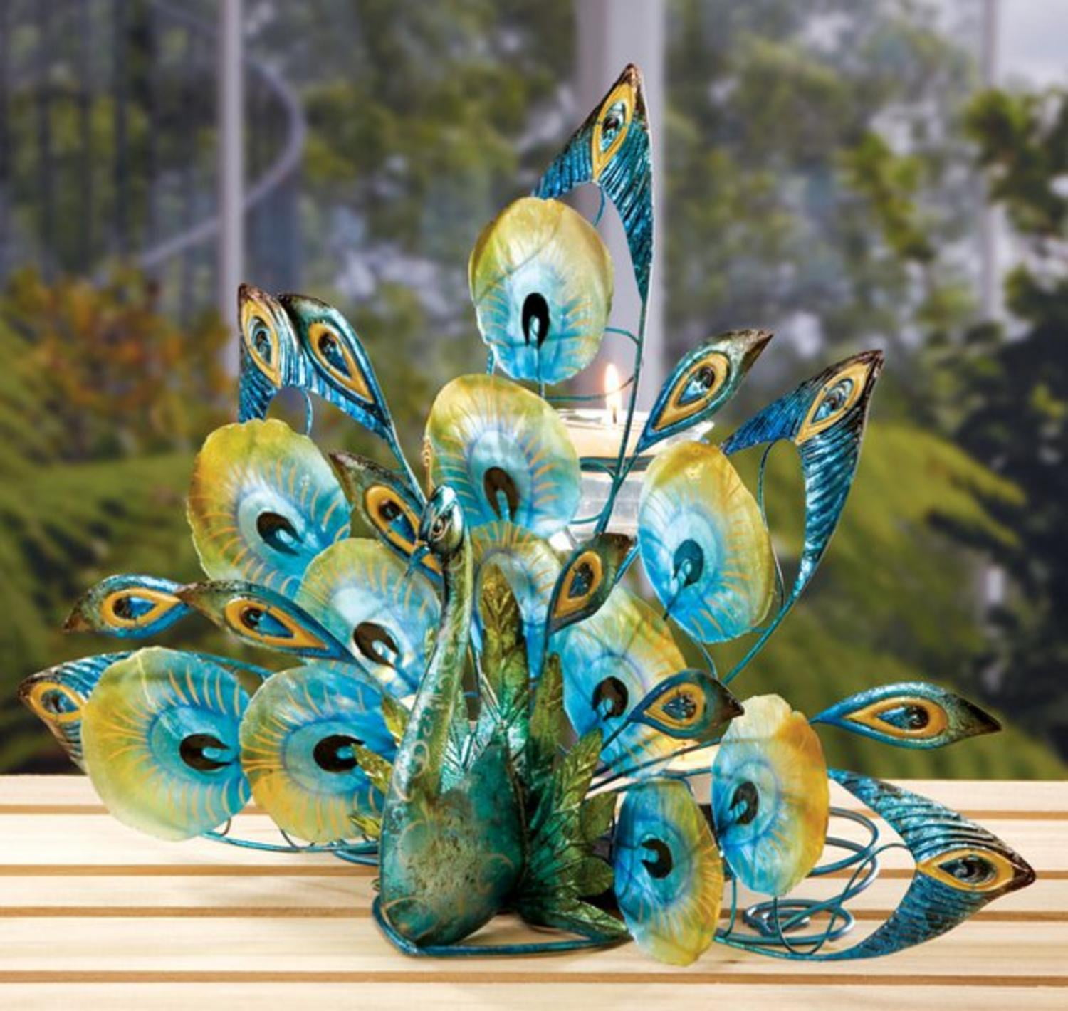 Pack of 2 Regal Peacock Capiz Shell and Metal Tea Light Candle Holders
