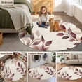 thumbnail image 2 of Round Rug 4ft Area Rug, Summer Brown Eucalyptus Leaf Area Rugs for Living Room Bedroom, Watercolor Retro Botanical Floor Mat Non-Slip Non-Shedding Carpet Indoor Accent Rugs, 2 of 9