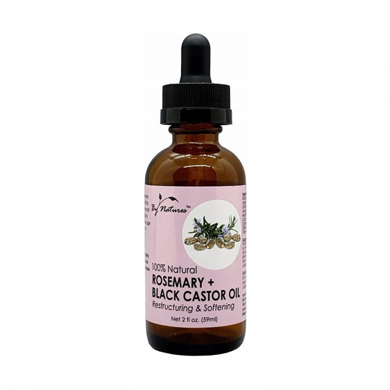 By Natures 100 Pure Black Castor Oil, Rosemary, 2 Oz.,Pack of 3