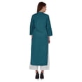 thumbnail image 4 of Bimba Mandarin Collar W/ Pintucked Neck CottonÂ&nbsp;KurtiÂ&nbsp;For Womenâ€™s Indian Ethnic Straight Solid Kurta, 4 of 7