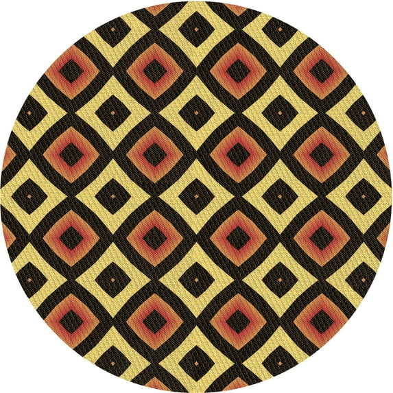 Ahgly Company Machine Washable Indoor Round Transitional Black Brown Area Rugs, 7' Round