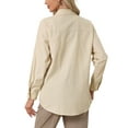 thumbnail image 3 of INSPIRE CHIC Women's Loose Roll-up Long Sleeve Pockets Button Down Casual Shirts Khaki XS, 3 of 5